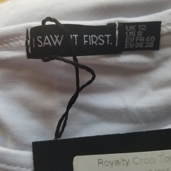 I Saw It First "Royalty" Boxy Crop Top White US Size 8 UK 12. - Picture 5 of 5